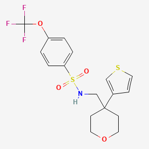 molecular formula C17H18F3NO4S2 B2793751 N-((4-(thiophen-3-yl)tetrahydro-2H-pyran-4-yl)methyl)-4-(trifluoromethoxy)benzenesulfonamide CAS No. 2309343-07-3