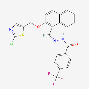molecular formula C23H15ClF3N3O2S B2793757 N-[(Z)-[2-[(2-chloro-1,3-thiazol-5-yl)methoxy]naphthalen-1-yl]methylideneamino]-4-(trifluoromethyl)benzamide CAS No. 478064-70-9