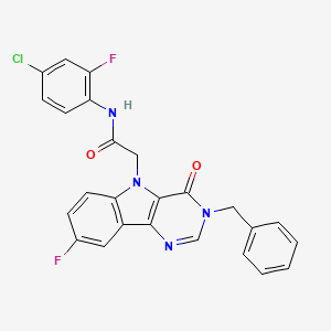 molecular formula C25H17ClF2N4O2 B2793762 2-(3-benzyl-8-fluoro-4-oxo-3H-pyrimido[5,4-b]indol-5(4H)-yl)-N-(4-chloro-2-fluorophenyl)acetamide CAS No. 1185039-34-2