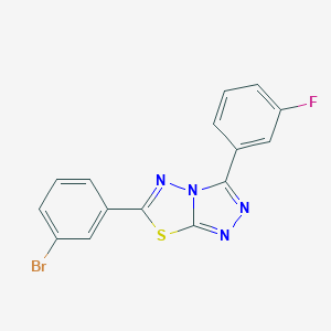 molecular formula C15H8BrFN4S B279380 6-(3-Bromophenyl)-3-(3-fluorophenyl)[1,2,4]triazolo[3,4-b][1,3,4]thiadiazole 