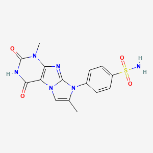 molecular formula C15H14N6O4S B2793818 4-(1,7-Dimethyl-2,4-dioxo-1,3,5-trihydro-4-imidazolino[1,2-h]purin-8-yl)benzen esulfonamide CAS No. 898448-16-3