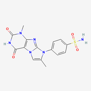 molecular formula C15H14N6O4S B2793818 4-{1,7-dimethyl-2,4-dioxo-1H,2H,3H,4H,8H-imidazo[1,2-g]purin-8-yl}benzene-1-sulfonamide CAS No. 898448-16-3