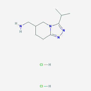(3-Propan-2-yl-5,6,7,8-tetrahydro-[1,2,4]triazolo[4,3-a]pyridin-6-yl)methanamine;dihydrochloride