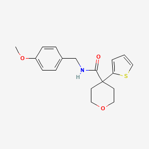 N-[(4-methoxyphenyl)methyl]-4-thiophen-2-yloxane-4-carboxamide