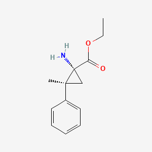 molecular formula C13H17NO2 B2793826 Ethyl (1R,2S)-1-amino-2-methyl-2-phenylcyclopropane-1-carboxylate CAS No. 2248342-59-6