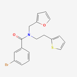B2793833 3-bromo-N-(furan-2-ylmethyl)-N-(2-(thiophen-2-yl)ethyl)benzamide CAS No. 1396882-60-2