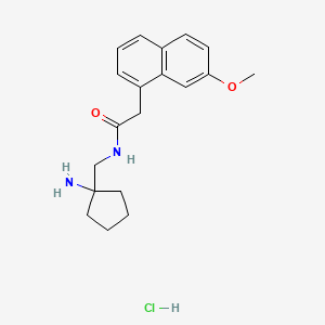 molecular formula C19H25ClN2O2 B2793835 N-[(1-Aminocyclopentyl)methyl]-2-(7-methoxynaphthalen-1-yl)acetamide;hydrochloride CAS No. 2418644-20-7