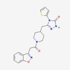 molecular formula C21H21N5O3S B2793847 3-((1-(2-(benzo[d]isoxazol-3-yl)acetyl)piperidin-4-yl)methyl)-4-(thiophen-2-yl)-1H-1,2,4-triazol-5(4H)-one CAS No. 2034363-68-1