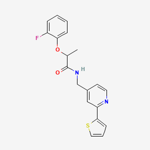 molecular formula C19H17FN2O2S B2793850 2-(2-fluorophenoxy)-N-((2-(thiophen-2-yl)pyridin-4-yl)methyl)propanamide CAS No. 1903919-57-2