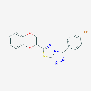 molecular formula C17H11BrN4O2S B279386 3-(4-Bromophenyl)-6-(2,3-dihydro-1,4-benzodioxin-2-yl)[1,2,4]triazolo[3,4-b][1,3,4]thiadiazole 