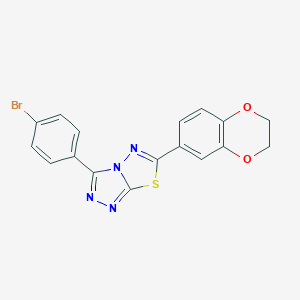 molecular formula C17H11BrN4O2S B279387 3-(4-Bromophenyl)-6-(2,3-dihydro-1,4-benzodioxin-6-yl)[1,2,4]triazolo[3,4-b][1,3,4]thiadiazole 