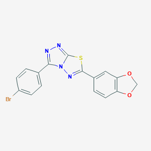 molecular formula C16H9BrN4O2S B279388 6-(1,3-Benzodioxol-5-yl)-3-(4-bromophenyl)[1,2,4]triazolo[3,4-b][1,3,4]thiadiazole 