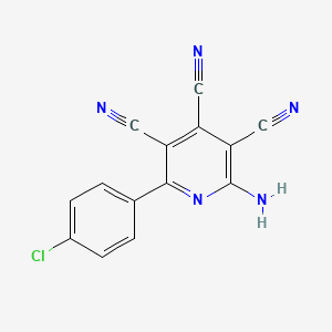 molecular formula C14H6ClN5 B2793885 2-氨基-6-(4-氯苯基)-3,4,5-吡啶三羧腈 CAS No. 75232-09-6