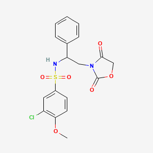 molecular formula C18H17ClN2O6S B2793889 3-chloro-N-(2-(2,4-dioxooxazolidin-3-yl)-1-phenylethyl)-4-methoxybenzenesulfonamide CAS No. 2034404-20-9