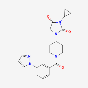 3-cyclopropyl-1-{1-[3-(1H-pyrazol-1-yl)benzoyl]piperidin-4-yl}imidazolidine-2,4-dione