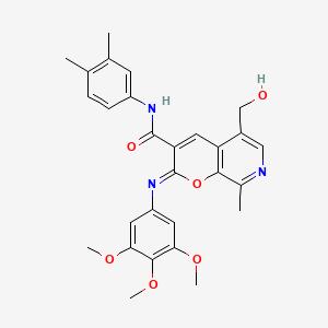 molecular formula C28H29N3O6 B2793914 (2Z)-N-(3,4-dimethylphenyl)-5-(hydroxymethyl)-8-methyl-2-[(3,4,5-trimethoxyphenyl)imino]-2H-pyrano[2,3-c]pyridine-3-carboxamide CAS No. 1321858-98-3