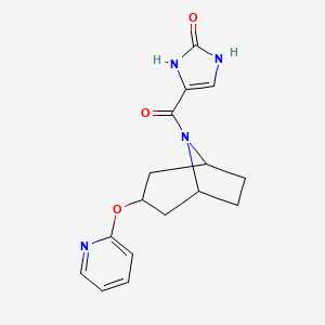 B2793916 4-((1R,3s,5S)-3-(pyridin-2-yloxy)-8-azabicyclo[3.2.1]octane-8-carbonyl)-1H-imidazol-2(3H)-one CAS No. 2175979-00-5