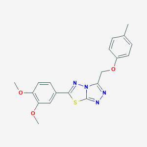 molecular formula C19H18N4O3S B279392 6-(3,4-Dimethoxyphenyl)-3-[(4-methylphenoxy)methyl][1,2,4]triazolo[3,4-b][1,3,4]thiadiazole 