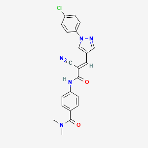molecular formula C22H18ClN5O2 B2793925 4-[[(E)-3-[1-(4-chlorophenyl)pyrazol-4-yl]-2-cyanoprop-2-enoyl]amino]-N,N-dimethylbenzamide CAS No. 1181477-13-3