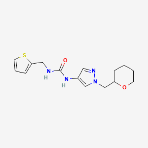molecular formula C15H20N4O2S B2793926 1-(1-((tetrahydro-2H-pyran-2-yl)methyl)-1H-pyrazol-4-yl)-3-(thiophen-2-ylmethyl)urea CAS No. 2034322-64-8