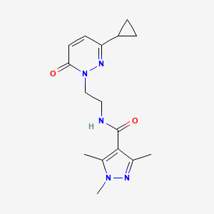 molecular formula C16H21N5O2 B2793931 N-(2-(3-cyclopropyl-6-oxopyridazin-1(6H)-yl)ethyl)-1,3,5-trimethyl-1H-pyrazole-4-carboxamide CAS No. 2034386-96-2