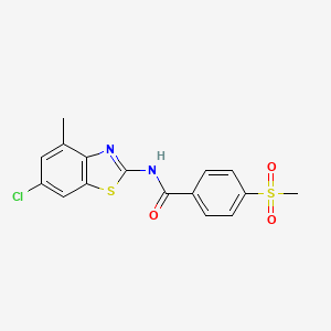 molecular formula C16H13ClN2O3S2 B2793947 N-(6-chloro-4-methylbenzo[d]thiazol-2-yl)-4-(methylsulfonyl)benzamide CAS No. 896352-76-4