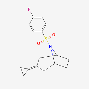 molecular formula C16H18FNO2S B2793948 3-Cyclopropylidene-8-(4-fluorobenzenesulfonyl)-8-azabicyclo[3.2.1]octane CAS No. 2194843-22-4