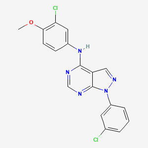 molecular formula C18H13Cl2N5O B2793955 N-(3-chloro-4-methoxyphenyl)-1-(3-chlorophenyl)-1H-pyrazolo[3,4-d]pyrimidin-4-amine CAS No. 890944-31-7