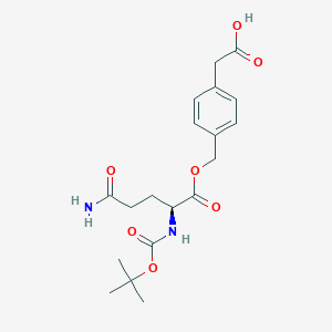 2-[4-[[(2S)-5-amino-2-[(2-methylpropan-2-yl)oxycarbonylamino]-5-oxopentanoyl]oxymethyl]phenyl]acetic acid