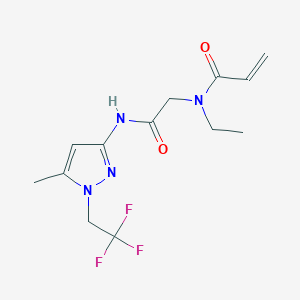 molecular formula C13H17F3N4O2 B2793961 N-Ethyl-N-[2-[[5-methyl-1-(2,2,2-trifluoroethyl)pyrazol-3-yl]amino]-2-oxoethyl]prop-2-enamide CAS No. 2361789-93-5