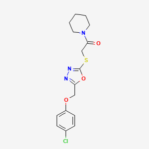 2-((5-((4-Chlorophenoxy)methyl)-1,3,4-oxadiazol-2-yl)thio)-1-(piperidin-1-yl)ethanone