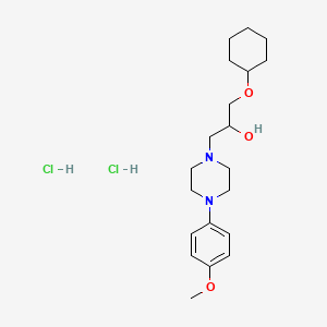 molecular formula C20H34Cl2N2O3 B2793985 1-(Cyclohexyloxy)-3-(4-(4-methoxyphenyl)piperazin-1-yl)propan-2-ol dihydrochloride CAS No. 1185462-13-8