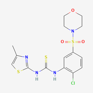 molecular formula C15H17ClN4O3S3 B2793986 1-(2-Chloro-5-morpholin-4-ylsulfonylphenyl)-3-(4-methyl-1,3-thiazol-2-yl)thiourea CAS No. 2205232-42-2