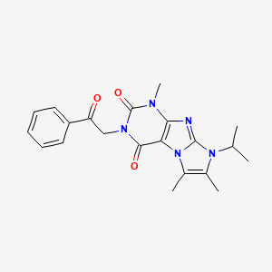 molecular formula C21H23N5O3 B2793992 4,7,8-Trimethyl-2-phenacyl-6-propan-2-ylpurino[7,8-a]imidazole-1,3-dione CAS No. 878734-99-7