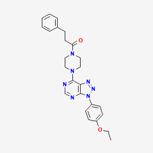 molecular formula C25H27N7O2 B2794003 3-(4-ethoxyphenyl)-7-[4-(3-phenylpropanoyl)piperazin-1-yl]-3H-[1,2,3]triazolo[4,5-d]pyrimidine CAS No. 946285-51-4
