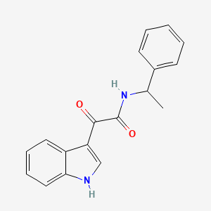 molecular formula C18H16N2O2 B2794006 2-(1H-indol-3-yl)-2-oxo-N-(1-phenylethyl)acetamide CAS No. 852367-47-6