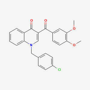 molecular formula C25H20ClNO4 B2794007 1-[(4-Chlorophenyl)methyl]-3-(3,4-dimethoxybenzoyl)-1,4-dihydroquinolin-4-one CAS No. 866808-17-5