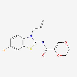 molecular formula C15H13BrN2O3S B2794020 (Z)-N-(3-allyl-6-bromobenzo[d]thiazol-2(3H)-ylidene)-5,6-dihydro-1,4-dioxine-2-carboxamide CAS No. 865175-29-7