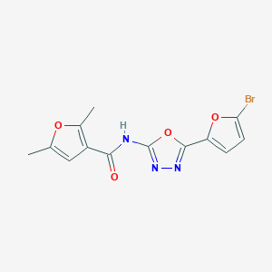 N-(5-(5-bromofuran-2-yl)-1,3,4-oxadiazol-2-yl)-2,5-dimethylfuran-3-carboxamide