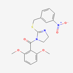 (2,6-Dimethoxyphenyl)-[2-[(3-nitrophenyl)methylsulfanyl]-4,5-dihydroimidazol-1-yl]methanone