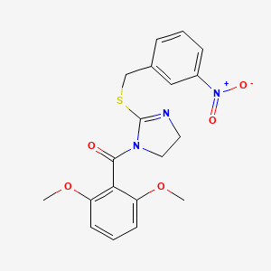 molecular formula C19H19N3O5S B2794031 (2,6-Dimethoxyphenyl)-[2-[(3-nitrophenyl)methylsulfanyl]-4,5-dihydroimidazol-1-yl]methanone CAS No. 851808-61-2