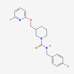 molecular formula C20H24FN3O2 B2794032 N-[(4-Fluorophenyl)methyl]-3-[(6-methylpyridin-2-yl)oxymethyl]piperidine-1-carboxamide CAS No. 2380043-45-6