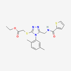 molecular formula C20H22N4O3S2 B2794041 ethyl 2-((4-(2,5-dimethylphenyl)-5-((thiophene-2-carboxamido)methyl)-4H-1,2,4-triazol-3-yl)thio)acetate CAS No. 689748-92-3