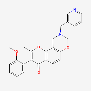 molecular formula C25H22N2O4 B2794051 3-(2-methoxyphenyl)-2-methyl-9-(pyridin-3-ylmethyl)-9,10-dihydrochromeno[8,7-e][1,3]oxazin-4(8H)-one CAS No. 929440-76-6