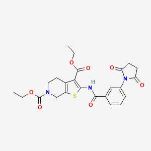 molecular formula C24H25N3O7S B2794062 diethyl 2-(3-(2,5-dioxopyrrolidin-1-yl)benzamido)-4,5-dihydrothieno[2,3-c]pyridine-3,6(7H)-dicarboxylate CAS No. 921092-89-9