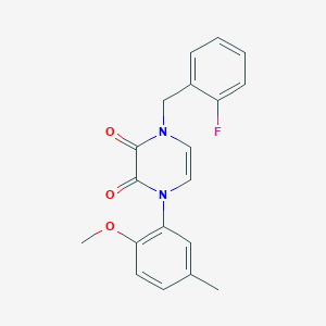 molecular formula C19H17FN2O3 B2794063 1-[(2-Fluorophenyl)methyl]-4-(2-methoxy-5-methylphenyl)pyrazine-2,3-dione CAS No. 898438-15-8