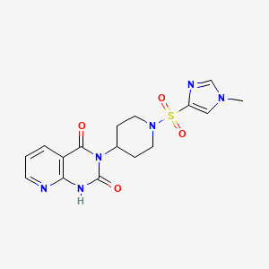 molecular formula C16H18N6O4S B2794069 3-(1-((1-methyl-1H-imidazol-4-yl)sulfonyl)piperidin-4-yl)pyrido[2,3-d]pyrimidine-2,4(1H,3H)-dione CAS No. 2034512-69-9