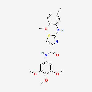 molecular formula C21H23N3O5S B2794078 2-((2-methoxy-5-methylphenyl)amino)-N-(3,4,5-trimethoxyphenyl)thiazole-4-carboxamide CAS No. 1171539-22-2