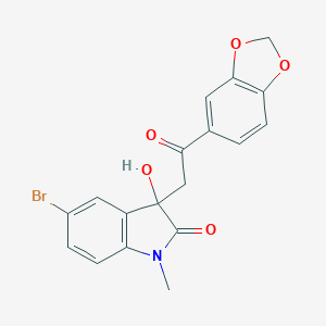 molecular formula C18H14BrNO5 B279408 3-[2-(1,3-benzodioxol-5-yl)-2-oxoethyl]-5-bromo-3-hydroxy-1-methyl-1,3-dihydro-2H-indol-2-one 