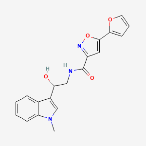molecular formula C19H17N3O4 B2794098 5-(furan-2-yl)-N-(2-hydroxy-2-(1-methyl-1H-indol-3-yl)ethyl)isoxazole-3-carboxamide CAS No. 1448052-24-1